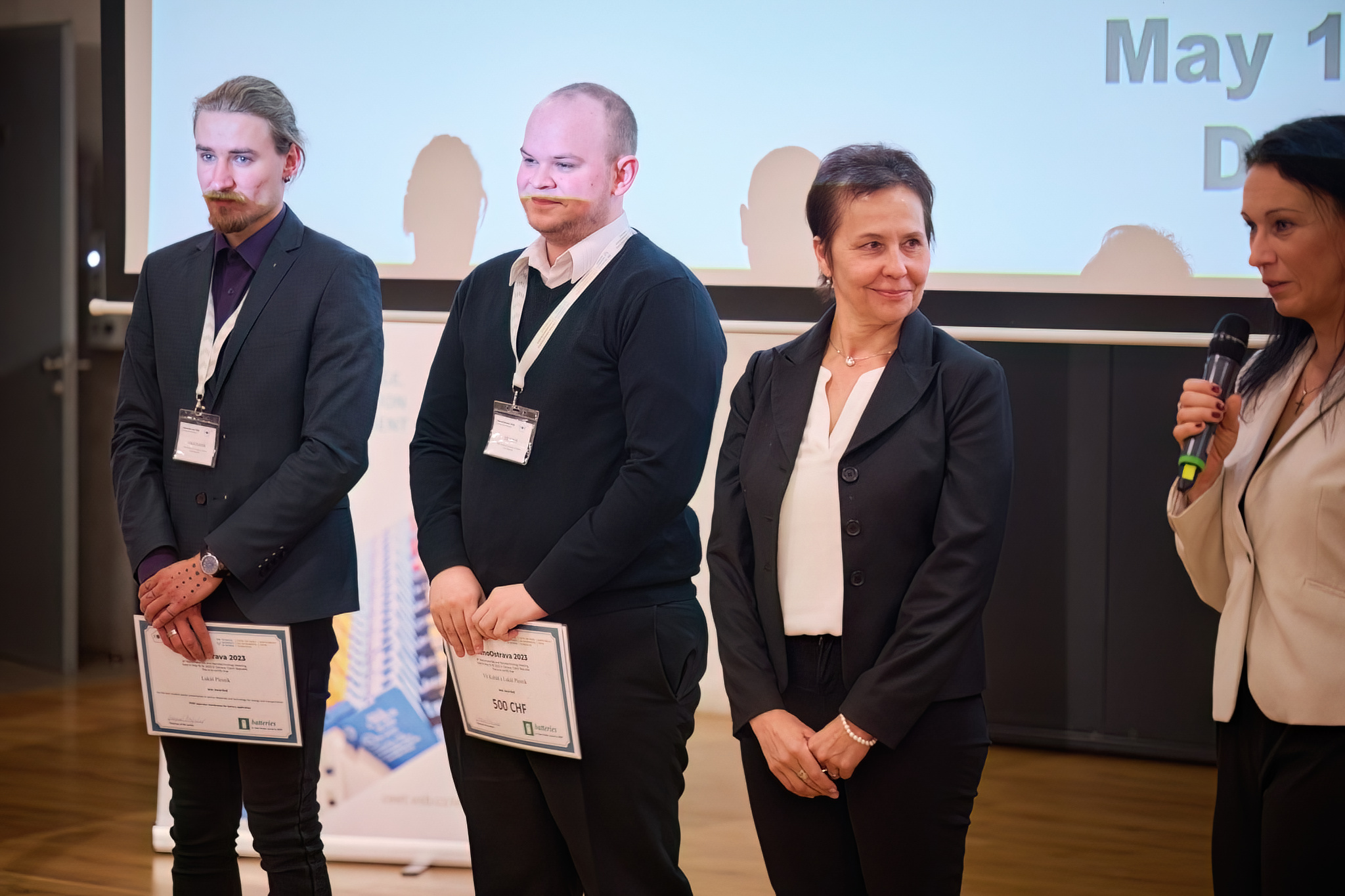 The award is awarded by the Director of CNT Prof. Plachá and Prof. Simha Martynková.